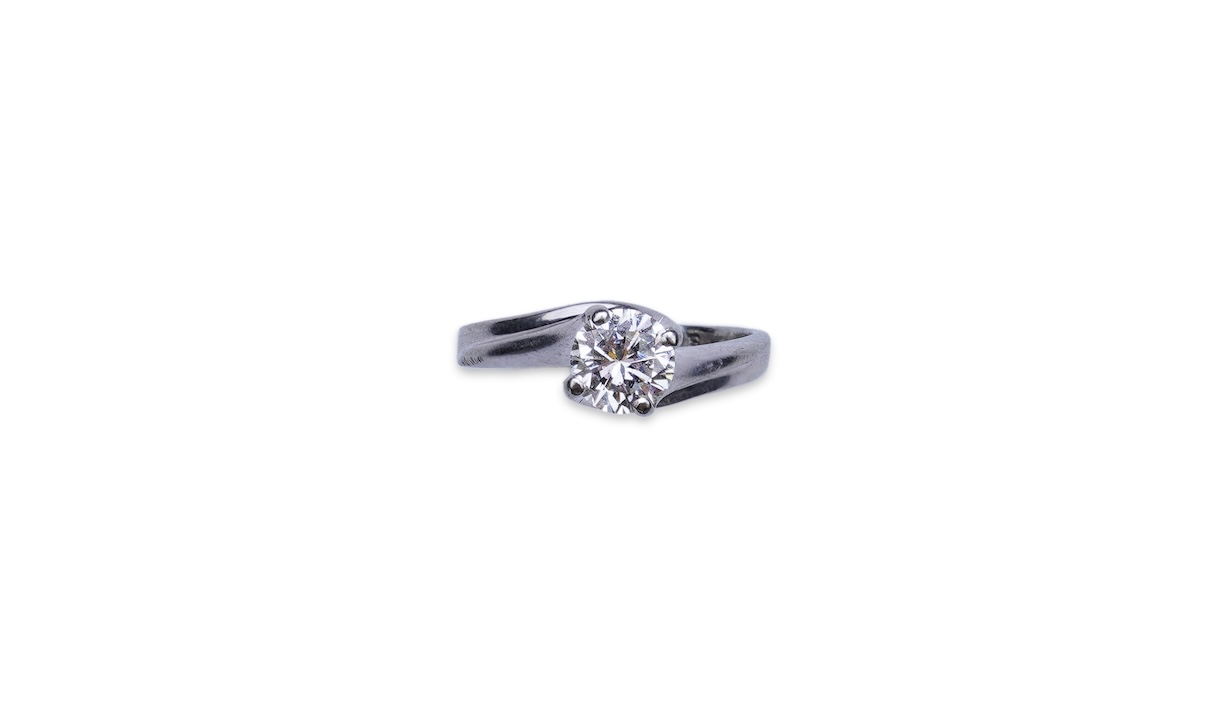 A diamond solitaire ring